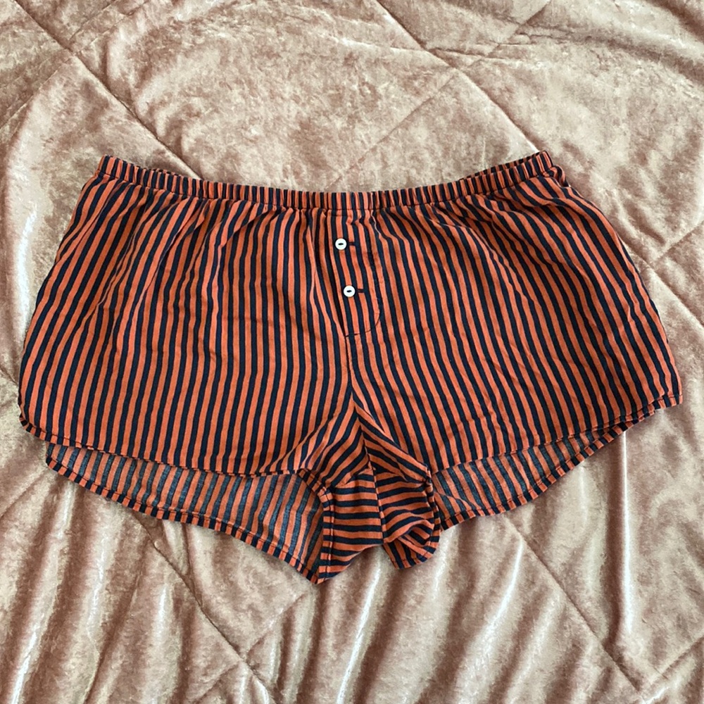 aerie Orange and Black Striped Boxer Shorts